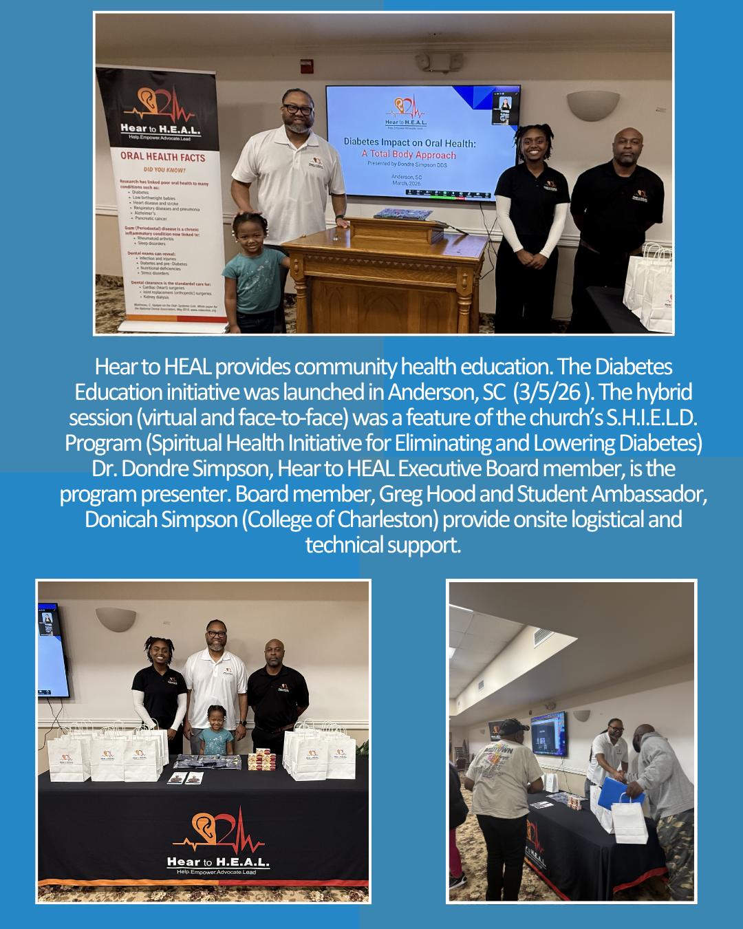 Hear to HEAL community health education recap from Anderson South Carolina with presenter and event support photos.